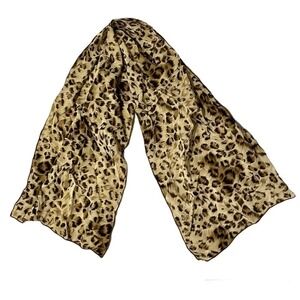 KW KLASSIC Wraps Animal Print Scarf Brown 42 X 10 Cheetah Rectangular Ha…